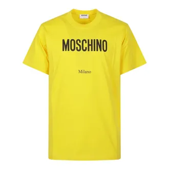Moschino T-Shirts, male, Yellow, Size: 2XL Printed cotton jersey T-shirt