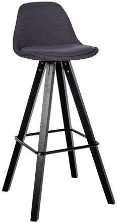 Clp Taburete De Bar Corbin De Tela Con Base De 4 Patas Cuadradas Gris Oscuro Negro