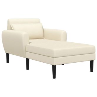 vidaXL Chaise Longue Crema Velluto Granulato Vidaxl