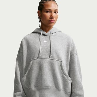Nike Womens Nike Sportswear Phoenix Fleece Over-Oversized Pullover Hoodie in Grey | DQ5858-063