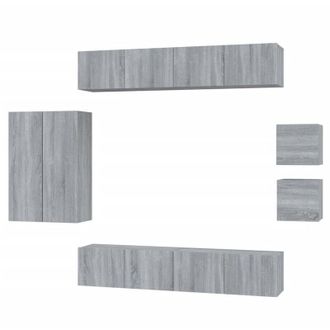 vidaXL Set De Muebles Para Tv 8 Pzas Madera Contrachapada Gris Sonoma Vidaxl