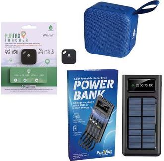 Pursonic Wireless Speaker, Solarsync Power Bank & Purtag Tracker Bundle Ultimate Sound, Power & Security Anywhere! in Black at Nordstrom