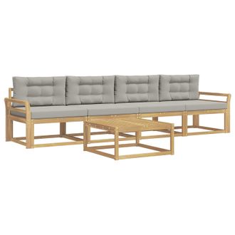 vidaXL Conjunto De Sof&aacute;s De Exterior 4 Pcs Blanco Y Gris Claro Vidaxl