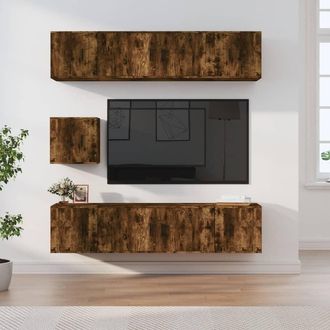 vidaXL Vidaxl - Set De Muebles De Tv 7 Pzas Madera Contrachapada Roble Ahumado