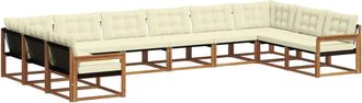 vidaXL Conjunto De Sof&aacute;s De Exterior 10 Uds. Natural Y Crema Vidaxl