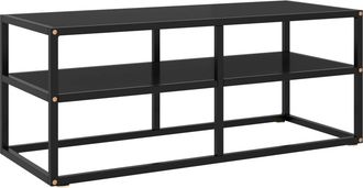 vidaXL Mueble Para Tv Negro Con Vidrio Negro 100x40x40 Cm Vidaxl