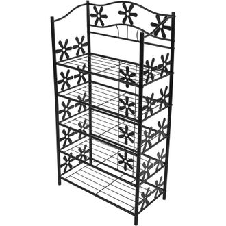 Hhg Scaffale multiuso giardino scarpiera portaoggetti metallo robusto decorativo 5 ripiani