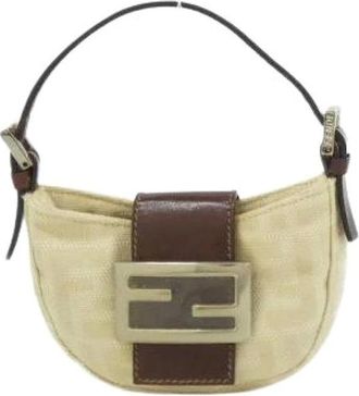 Fendi Pre-owned Mini Bags, female, Beige, Size: ONE SIZE Pre-owned Canvas Mini Bag