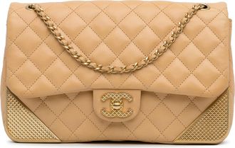 Chanel Pre-owned Womens Classic Flap Shoulder Bag - Beige Leather - One Size