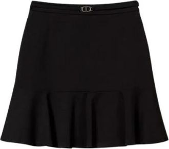 Twinset Zwarte Minirok met Ruches - Dames - Korte rokken - Zwart - S - Polyester - Rokken