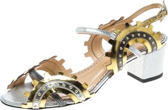 Charlotte Olympia Multicolor Leather Studded Ankle Strap Sandals