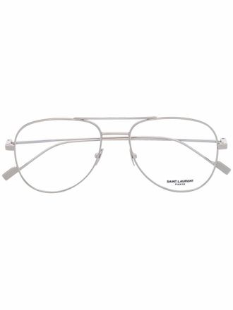 Saint Laurent Eyewear pilot-frame glasses - men - Metal (Other) - 55 - Silver