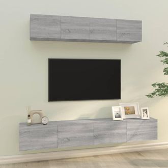 vidaXL Vidaxl - Set De Muebles Para Tv 4 Pzas Madera Contrachapada Gris Sonoma