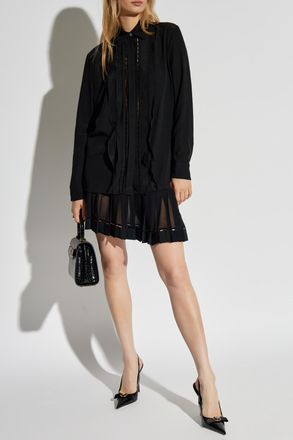 Versace Silk Shirt With Pleats, Womens, Black