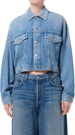 A Gold E Palmer Denim Trucker Jacket in Script Med Tinted Indigo at Nordstrom, Size X-Small