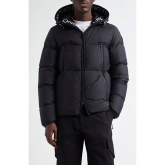 Moncler Montcla Water Repellent Short Hooded Down Jacket in Black/black at Nordstrom, Size 1