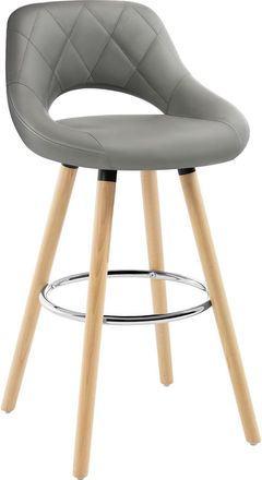 Woltu Woltu Sgabello Da Bar Per Cucina Ristorante Con Poggiapiedi Gambe Legno Massello Grigio