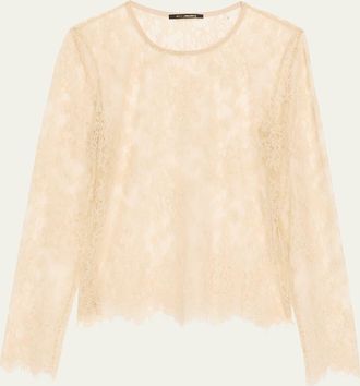 Kobi Halperin Fallon Scalloped Eyelash-Fringe Lace Blouse