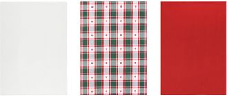 KASANOVA Set 3 strofinacci tartan cuori con cestino