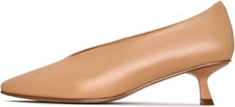Cesare Gaspari Minimalist Kitten Heels - Beige - Dames - Pumps - Beige - 41 EU - Leer - Schoenen