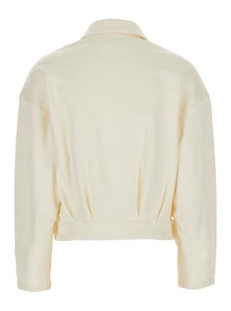 Max Mara Silk-Cotton Blend Zip Closure Sweatshirt - White