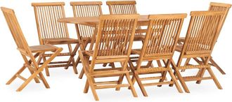 vidaXL Set De Comedor De Jard&iacute;n Plegable 9 Pzas Madera Maciza De Teca Vidaxl