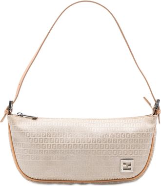 Fendi Pre-owned Womens Micro Zucchino Canvas Shoulder Bag - Ivory Textile - One Size