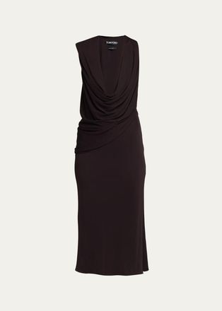 Tom Ford Plunging Cowl-Neck Jersey Body-Con Dress