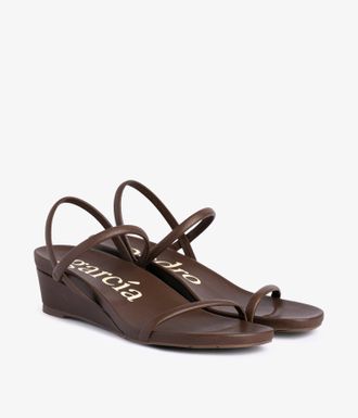 Pedro Garcia Strappy wedge sandal in brown leather| wikta | Spring Summer 26 | PEDRO GARCIA