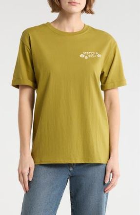 Scotch & Soda Relaxed Fit Roll Cuff Graphic T-Shirt in Green Moss W/Whitecap at Nordstrom Rack, Size X-Small