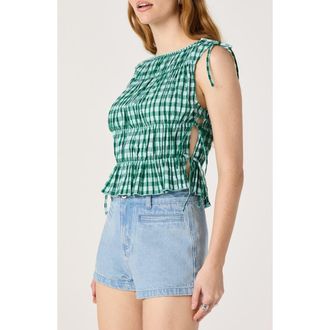 ASTR the Label Bianca Gingham Sleeveless Top in Green Gingham at Nordstrom, Size X-Small