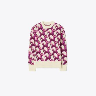 Tory Burch Womens Wool Jacquard Crewneck Sweater, size XS