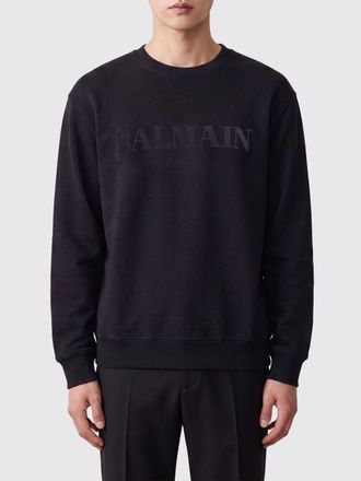 Balmain Felpa girocollo in cotone con logo stampato tono su tono