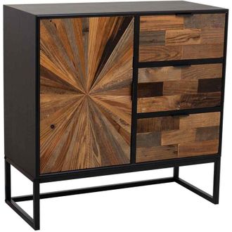 Wanderlust Deco Wanderlust Deco - Recibidor De Madera Y Metal De 1 Puerta Y 3 Cajones Marron 80x34x80
