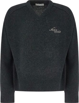 Acne Studios Su&eacute;ter de cuello en V de pelo de camello - Knitwear - Hombre - Negro - XL