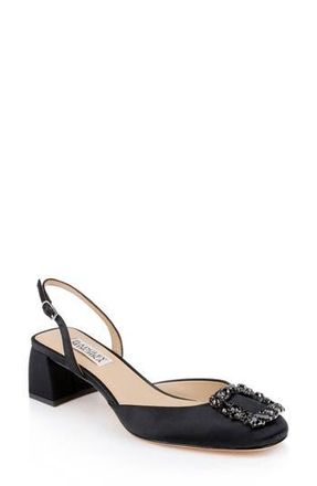 Badgley Mischka Vivia Slingback Pump in Black Satin at Nordstrom Rack, Size 8.5
