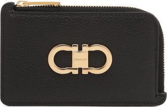 Ferragamo Gancini Creditcardhouder - Dames - Portefeuilles - Zwart - ONE Size - Leer - Accessoires