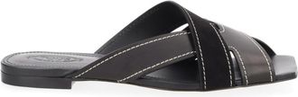 Tod's Black Solid Cross-Strap Flats