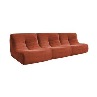 Sweeek Sof&aacute; envasado al vac&iacute;o modular de pana, 3 plazas, terracota