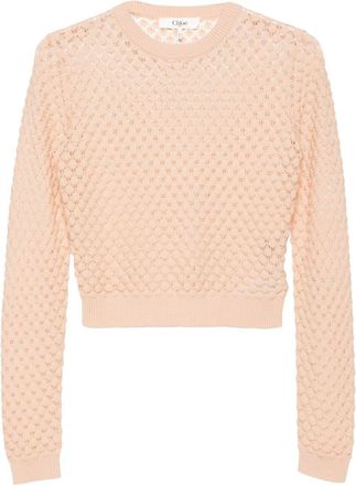 Chloé cropped pointelle-knit jumper - women - Cotton - L - Neutrals