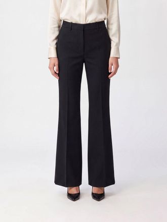 Sportmax High-Waisted Flared Virgin Wool Trousers with Concealed Fastening