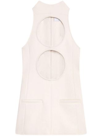 Courr&egrave;ges cut-out sleeveless minidress - women - Cupro/Viscose/Polyamide/Virgin Wool/Elastane - 38 - Neutrals