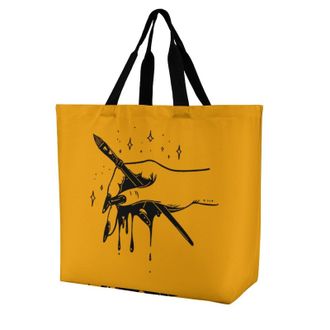 Generic Writing Hand Ink Drip Large Reusable Shopping Bag Lightweight Foldable Tote Bags Washable Shoulder Handbag