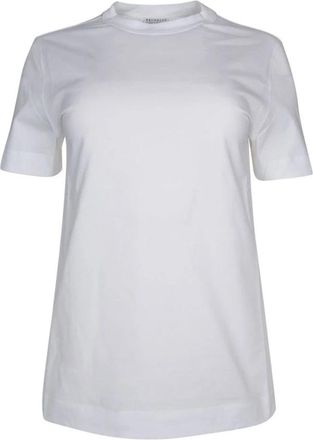 Brunello Cucinelli Monili Korte Mouw Katoenen T-shirt - Dames - T-shirts - Wit - M - Katoen - Tops