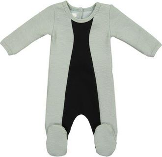 Maniere Colorblock Cotton Blend Footie in Grey at Nordstrom, Size 18M