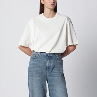 Golden Goose T-shirt bianca con logo lettering reverse sul retro