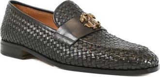 Roberto Cavalli Cocco Woven Loafer in Black at Nordstrom, Size 10