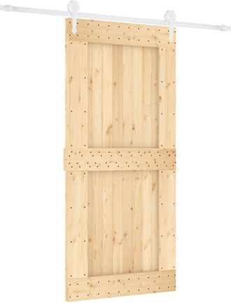 vidaXL Vidaxl - Puerta Corredera Con Herrajes Madera Maciza De Pino 95x210 Cm