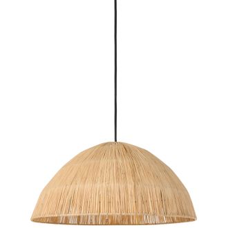 Beliani L&aacute;mpara Colgante De Paja Con Pantalla De C&uacute;pula Tejida De Estilo Boho Natural Weru