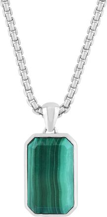Effy Mens Sterling Silver Malachite Pendant Necklace in Green at Nordstrom Rack, Size 22